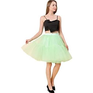 COTCLO Lange Rok Petticoat 5 Lagen 60Cm Tutu Tule Rok Vintage Midi Geplooide Rokken Womens Bruidsmeisje Bruiloft, Fruit-groen, Eén Maat