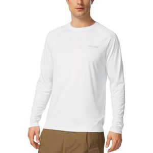 Baleaf UV-shirt voor heren, voor water, met uv-bescherming UPF 50+ Rashguard zonnebescherming, lange mouwen, A-wit, XL