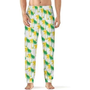 Palmbomen in Jamaica Kleuren Mannen Slaap Pyjama Lounge Broek Rechte Fit Slaap Bodems Zachte Lange Pj Broek Nachtkleding