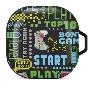 Game Mode Oordopjes Hoesje Compatibel met Samsung Hard Shell Beschermhoes Zwart-Stijl