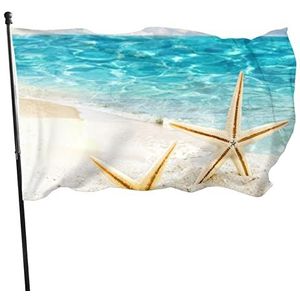 Vlaggenlijn 90 x 150 cm strand met zeesterren en zeeschelpen vlaggen vlaggen premium piratenvlag polyester vlaggen voor thuis camping outdoor