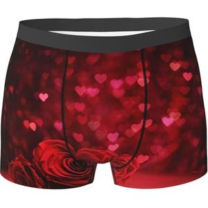 ZJYAGZX Rode Rose Print Heren Boxer Slips Trunks Ondergoed Vochtafvoerend Heren Ondergoed Ademend, Zwart, L