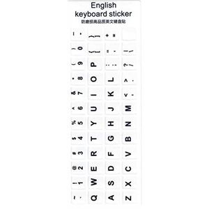 Engels witte kleur toetsenbord sticker Engels vervanging Eco huidvriendelijk stofdicht computer toetsenbord sticker voor thuis reizen kantoor laptop (wit Engels)