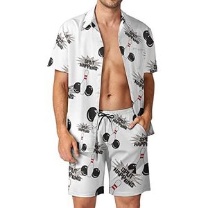 I Love Bowling Ball Hawaiiaanse bijpassende set voor heren, 2-delige outfits, button-down shirts en shorts voor strandvakantie
