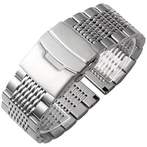 18 20 22 24mm Roestvrij Stalen Horloge Band for Samsung for Galaxy Horloge 5 40mm 44MM 4 3 41 45mm Bandjes for Huawei for GT3 for Seiko Armband (Color : Silver, Size : 24mm)