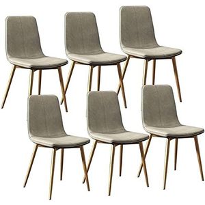 GEIRONV Moderne keukenstoelen set van 6, for woonkamer slaapkamer kantoor lounge eetkamerstoelen met metalen poten PU lederen rugleuningen zitting Eetstoelen (Color : Beige, Size : 43x40x86cm)