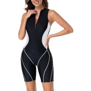 Wit,L,Dames Surfpak Athletic Swimwear Mouwloos Front Zip One Piece Badpak Voor Zwemmen Snorkelen Surfen