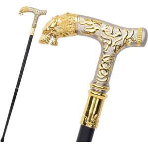 34,64 Inch Gouden Witte Tijgerpatroon Wandelstok, Feestelijke Mode Elegante Wandelstok Decoratieve Cosplay Knop Staf