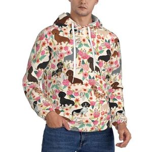 Jkkghll Teckel Print Mannen Hooded Warme Lichtgewicht Trui Voor Winter Herfst En Lente Casual Wear, Zwart, XS