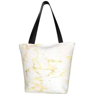 BeNtli Schoudertas, canvas tote grote tas dames casual handtas herbruikbare boodschappentassen, voeg je tekst goud marmer blank modern elegant toe, Zoals op de afbeelding., Eén Maat