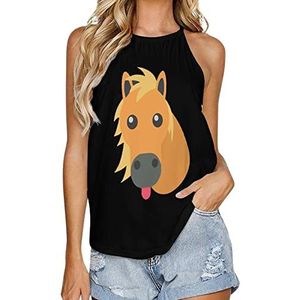 Horse Tanktop voor dames, zomer, mouwloos, T-shirts, halter, casual vest, blouse, print, T-shirt, XL