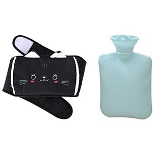 Mini warmwaterkruik, warmwaterkruik schattige kattenriemset, rubberen fles voor pijnverlichting en warmte (maat : B) (Maat: A)