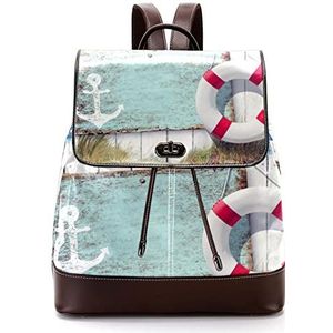 Gepersonaliseerde schooltassen boekentassen voor tiener houten strand, Meerkleurig, 27x12.3x32cm, Rugzak Rugzakken