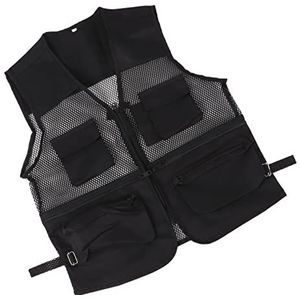 Mesh visvest, duurzaam ergonomisch multi-pocket militair vest voor buitenactiviteiten(XL, zwart)