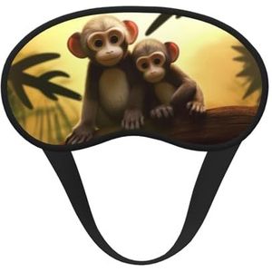 Schattig slaapmasker voor paren aap om aan de zijkant te slapen, lichtblokkerend nachtmasker, oogmasker voor vrouwen en mannen, zachte en comfortabele schaduw voor reizen, de