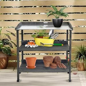 Lendo Online - Oppottafel - Tuinwerktafel - Grijs - Vurenhout