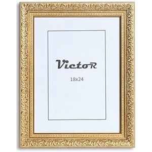 Victor Vintage Fotolijst “Rubens” in 18x24 cm Goud Groen - Staaf: 30x20mm - Echt Glas - Fotolijst Barok - Antiek - Fotolijst 18x24 Goud