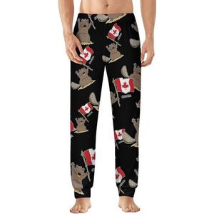 I Love Canada Marmot pyjamabroek voor heren, zachte loungebroek, lichtgewicht slaapbroek