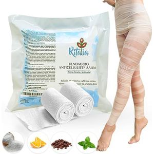 Ritalia® Anti-cellulitis-bandage met zout uit de Dode Zee en werkzame stoffen, 100% veganistisch, vermindert en verstevigend voor benen en billen (2 bandages)