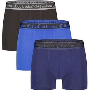 Bamboo Basics Liam Trunks Boxershorts voor heren, 3 stuks, ademend, jersey, zwart/blauw, L