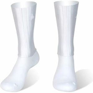 Anti Slip Silicone Summer Aero Socks Whiteline Cycling Socks Men Bicycle Sport Running Bike Socks (Color : White, Size : L 39-45)