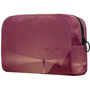 Rood & Wit Schotse geruite print reizen cosmetische tas voor vrouwen en meisjes, kleine make-up tas rits zakje toilettas organizer, Kleur3, 18.5x7.5x13cm/7.3x3x5.1in, Mode
