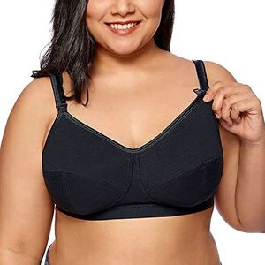 Gratlin Plus Size Katoenen Voedingsbeha Borstvoeding Moederschapsbeha Comfort Ondersteuning Draadloos zwart 100F