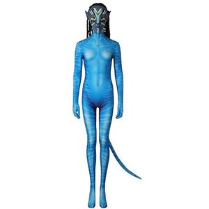 Avatar Movie Cosplay Bodysuit, Girl Neytiri Volledig Stripverhaalkostuum, Blue Alien, Vrouwelijk Masker Met Pruik(Size:M,Color:Set 1 (no mask))