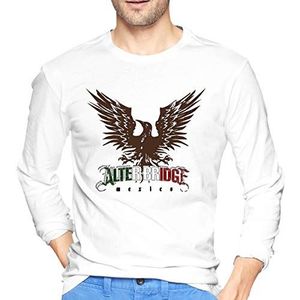 Alter Bri-dge Zwart-Vogel Mannen T-shirt Ronde Hals Print Lange Mouw Tee Tops Wit, Wit, XL