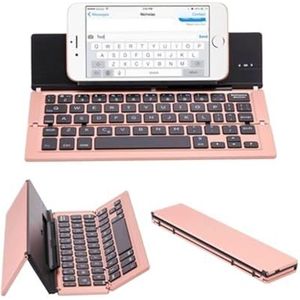 Folding keyboard -PYRIOLHI- Mobile tablet computer three system universal - Wireless Bluetooth keyboard - multimedia folding wireless keyboard(Rose gold)