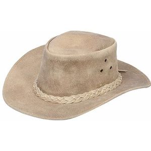 Cowboy Aussie echt lederen Australische westerse Outback Bush hoed, camel, XL