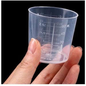 MENGKE 10 stuks 60 ml laboratorium plastic maatbekers met transparante schaal