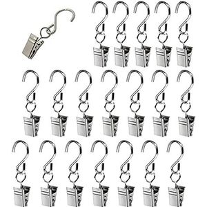 XINGSUI 20 stuks metalen hangende clip haak, gordijnhaak met clip, haakhanger, feestlamp, decoratieve haak, handdoekclip, gordijnclip