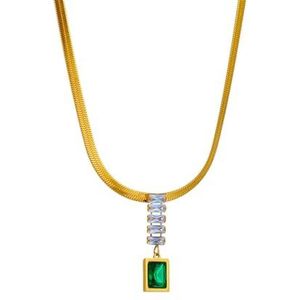 316L roestvrij staal groen kristal lange hanger ketting voor vrouwen Vintage Snake ketting meisjes nek sieraden huwelijksgeschenk