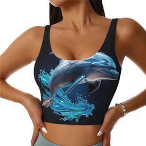 Unieke 3D Dier Dolfijn Print Casual Wear Vrouwen Sport Vest Yoga Vest Workout Vest Voor Vrouwen Lichtgewicht Trendy, Zwart, S