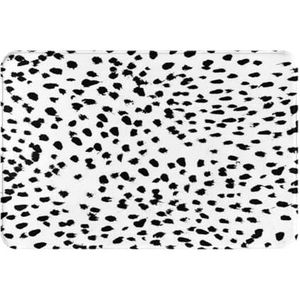 GloGlobal Zwart-wit dierenprint Dalmatische stippen deurmat badmat antislip vloermat zachte badkamertapijten absorberend badkamerkussen 40 x 60 cm
