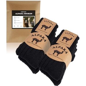 FORVEVO 4 paar sokken van alpacawol voor heren en dames, warme wintersokken, dikke gebreide wollen sokken, sokken van pure alpacawol, Zwart, 39-42