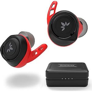 Avantree TW106 Bluetooth 5.0 draadloze IPX7 hoofdtelefoon voor sport, fitness en joggen met vinnen, aptX, uitstekend geluid en volumeregeling