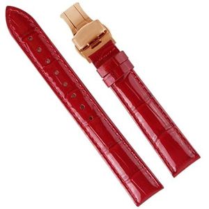 dayeer Dames lederen horlogebanden voor PP Horlogeband voor Omega Horlogeband voor Tissot Lady-armband (Color : Brightred rosegold, Size : 17mm)