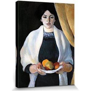 1art1 August Macke Poster Kunstdruk Op Canvas Portrait Of The Artist's Wife With Apples, 1909 Muurschildering Print XXL Op Brancard | Afbeelding Affiche 40x30 cm
