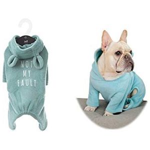 Khemn Bulldog Custom-Clothing Blauw Zacht Katoen Hond pyjama, Hond Jumpsuit, Hond Konijn-Oor Hoodies voor Franse Bulldog/Engels Bulldog/Amerikaanse Pit Bull Terrier/Pug, FXL
