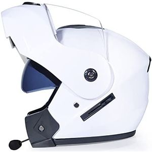 Motorhelm, Volledige motorhelm met anti-condens dubbel vizier Bluetooth ingebouwde microfoon ECE-goedgekeurd B3,XL=61-62CM(B1,XL=6162CM)