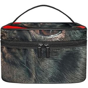 Zwarte Bulldog dragen gestreepte trui make-up organizer tas, reizen make-up tas organizer case draagbare cosmetische tas voor vrouwen en meisjes toiletartikelen, Meerkleurig, 22.5x15x13.8cm/8.9x5.9x5.4in