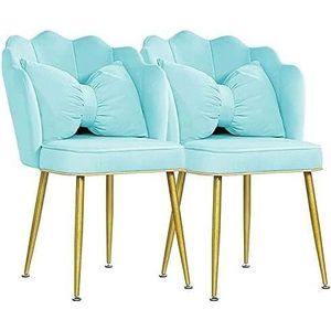 EdNey Eetkamerstoelen, voor kantoor thuis keukenmeubilair, fluwelen fauteuil dikke gestoffeerde zitting en rugleuning met metalen stoelpoten, stoel, make-upstoel (kleur: meerblauw)