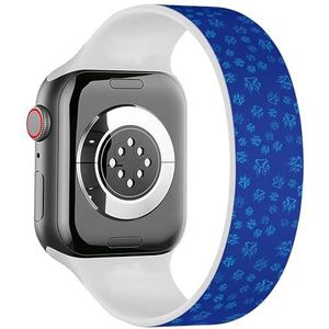 Solo Loop Band Compatibel met All Series Apple Watch 42/44/45/49mm (Blauwe Poot Print Icon Geïsoleerd) Elastische Siliconen Band Strap Accessoire, Siliconen, Geen edelsteen