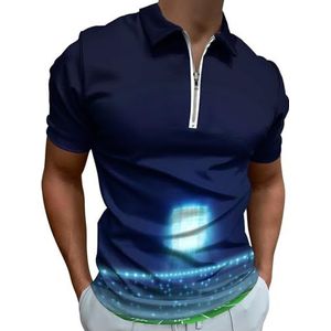 USA Voetbalveld Half Zip-up Polo Shirts Voor Mannen Slim Fit Korte Mouw T-shirt Sneldrogende Golf Tops Tees 3XL
