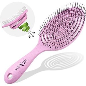 marQus Bio-haarborstel zonder trekken met unieke dubbele spiraalveer en extra borstelharen voor optimale drukverdeling en verzorging. Ontwarrende borstel voor elk haartype