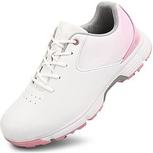 Dames Golfschoenen Waterdichte Golfsneakers Lichtgewicht Laides Golf Fitnessschoenen Buiten Anti Slip Walking Footwears,Pink spike,43 EU