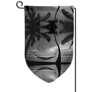 Zwart-wit strand seizoensgebonden tuin vlaggen dubbelzijdig 12 X 18 inch werf vlaggen,Kleine tuin vlaggen voor buiten