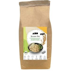 AHO Sporten, rijst, 2,5 kg papieren zak, biologisch gekiemde rijst, volkoren natuurlijke rijst, GABA-rijst, bevat Gamma Amino Butyric Acid